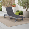 Kaye Outdoor Sun Lounger, 79" Acacia Wood Frame, Dark Gray Polyester