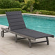 Kaye Outdoor Sun Lounger, 79" Acacia Wood Frame, Dark Gray Polyester