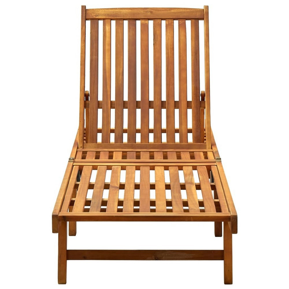 Kaye Outdoor Sun Chaise Lounger 79’’ Brown Acacia Wood Gray Cushion