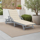 Kaye Outdoor Sun Lounger, 79" Gray Acacia Wood Frame, Cream Polyester