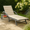 Kaye Outdoor Sun Lounger, 79" Gray Acacia Wood Frame, Cream Polyester