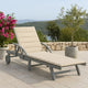 Kaye Outdoor Sun Lounger, 79" Gray Acacia Wood Frame, Cream Polyester