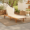 Kaye Outdoor Sun Lounger, 79" Brown Acacia Wood Frame, Cream Polyester