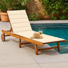 Kaye Outdoor Sun Lounger, 79" Brown Acacia Wood Frame, Cream Polyester