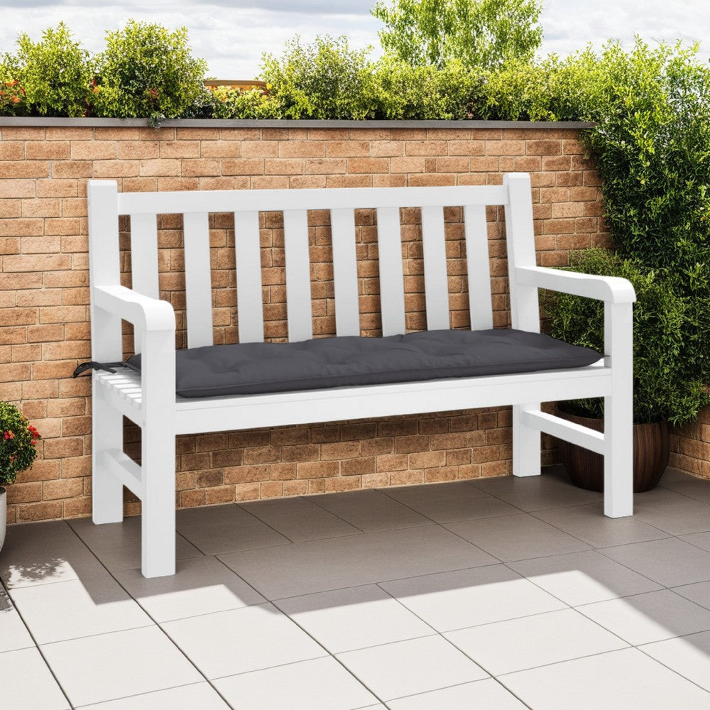 Claire Outdoor Cushion for Bench, 47", Dark Gray Tufted Oxford Fabric
