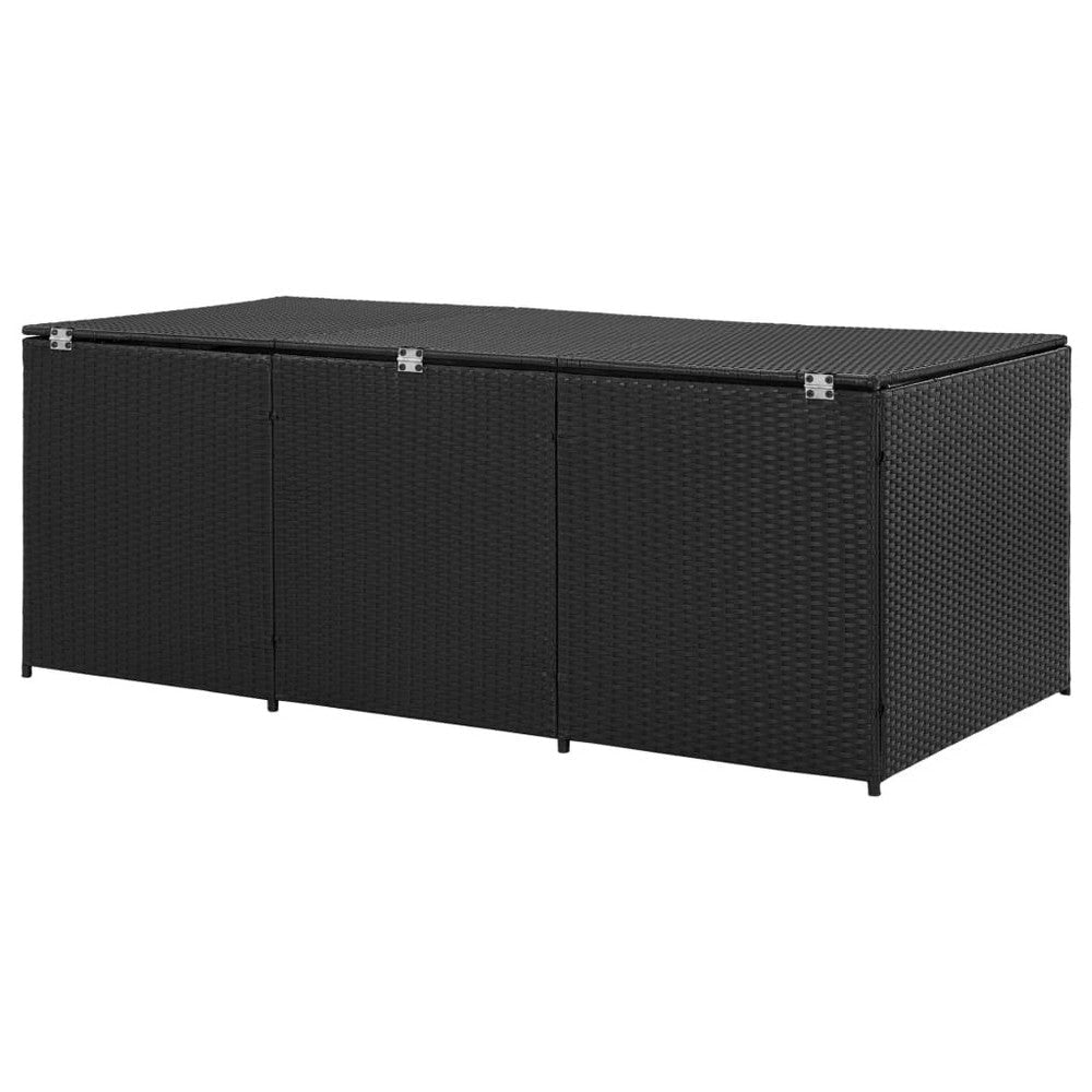 Outdoor Storage Box with Gas Lift 71’’ Rectangular Black Rattan BM326371