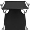 Outdoor Foldable Sun Chaise Lounger with Canopy 74’’ Steel Black BM326373