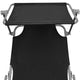 Outdoor Foldable Sun Chaise Lounger with Canopy 74’’ Steel Black BM326373