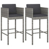 Outdoor Barstool Set of 2, Powder Coated Steel, Gray Poly Rattan