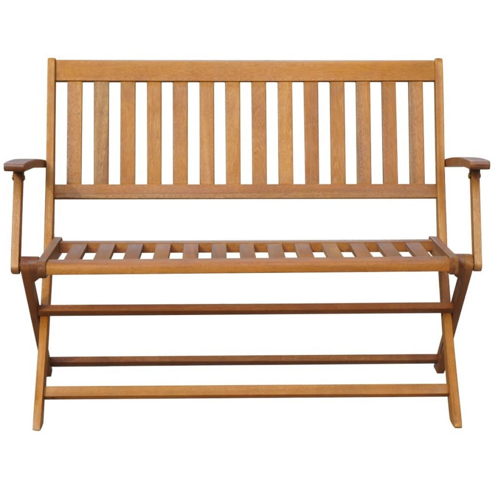 Jenny Outdoor Foldable Bench 47’’ Acacia Wood Light Gray Cushion
