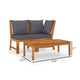 Kio 3pc Outdoor Sofa and Coffee Table Set Dark Gray Solid Acacia Wood BM326383