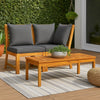 Kio 3pc Outdoor Sofa and Coffee Table Set Dark Gray, Solid Acacia Wood