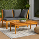 Kio 3pc Outdoor Sofa and Coffee Table Set Dark Gray, Solid Acacia Wood