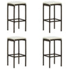 Vian Outdoor Barstool Set of 4, Brown Poly Rattan, Cream Polyester