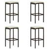 Vian Outdoor Barstool Set of 4, Brown Poly Rattan, Cream Polyester