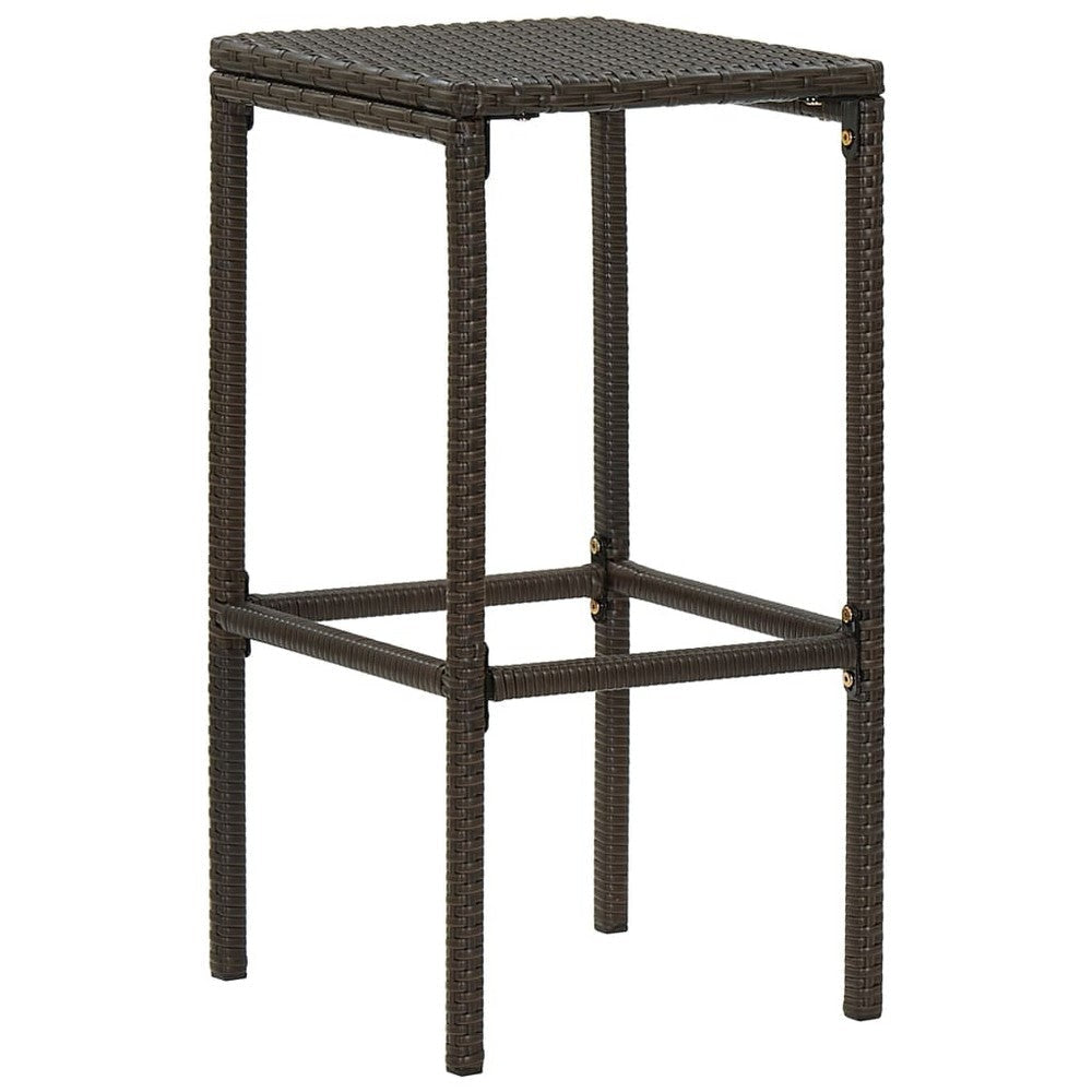 Vian Outdoor Barstool Set of 4, Brown Poly Rattan, Cream Polyester