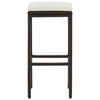 Vian Outdoor Barstool Set of 4, Brown Poly Rattan, Cream Polyester