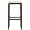 Vian Outdoor Barstool Set of 4, Brown Poly Rattan, Cream Polyester