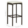 Vian Outdoor Barstool Set of 4, Brown Poly Rattan, Cream Polyester