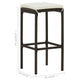 Vian Outdoor Barstool Set of 4, Brown Poly Rattan, Cream Polyester