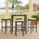 Vian Outdoor Barstool Set of 4, Brown Poly Rattan, Cream Polyester