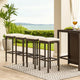 Vian Outdoor Barstool Set of 4, Brown Poly Rattan, Cream Polyester