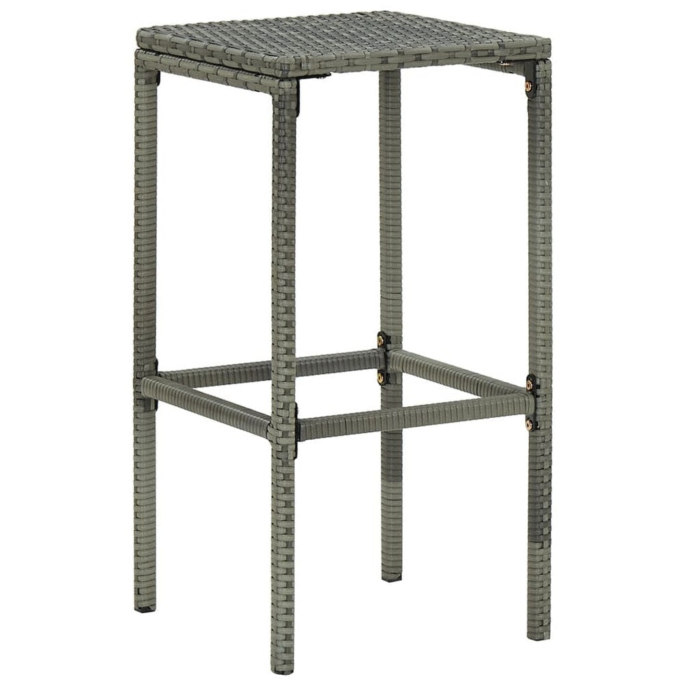 Vian Outdoor Barstool Set of 2 Gray Poly Rattan and Polyester Seats
