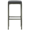 Vian Outdoor Barstool Set of 2 Gray Poly Rattan and Polyester Seats