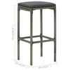 Vian Outdoor Barstool Set of 2 Gray Poly Rattan and Polyester Seats