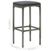 Vian Outdoor Barstool Set of 2, Gray Poly Rattan and Polyester Seats