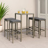 Vian Outdoor Barstool Set of 2, Gray Poly Rattan and Polyester Seats