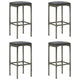Vian Outdoor Barstool Set of 2, Gray Poly Rattan and Polyester Seats