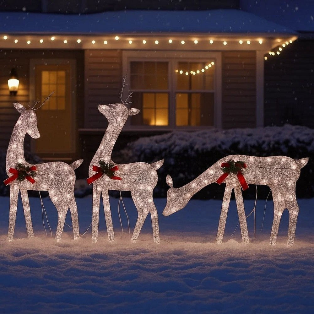 Edy Outdoor Christmas  Decor Set of 3, 90 Warm White LEDs, Red