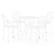 Kasa Outdoor 5pc Bistro Breakfast Set, 4 Chairs, 1 Table, White Metal