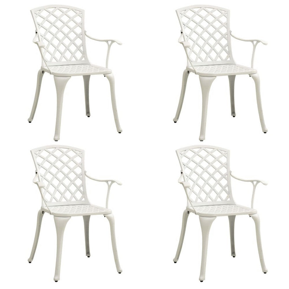 Kasa Outdoor 5pc Bistro Breakfast Set 4 Chairs 1 Table White Metal BM326389
