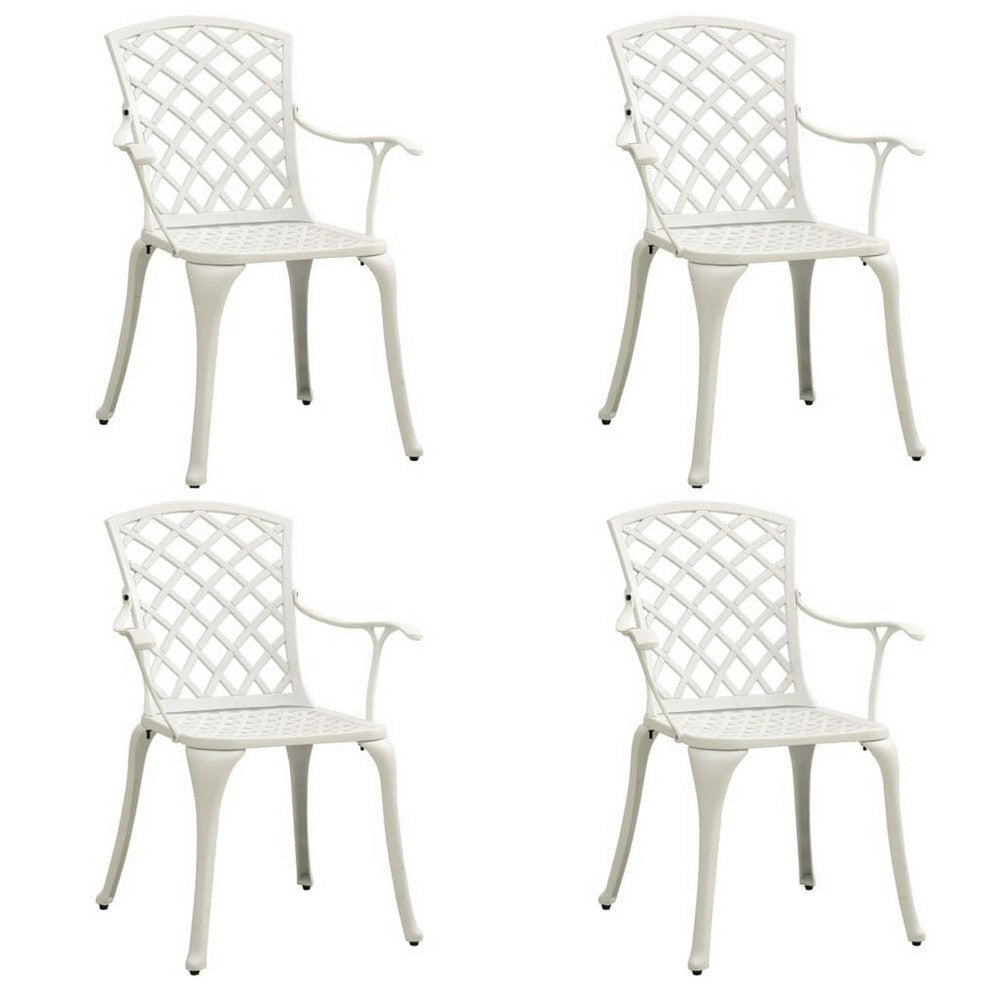 Kasa Outdoor 5pc Bistro Breakfast Set 4 Chairs 1 Table White Metal BM326389