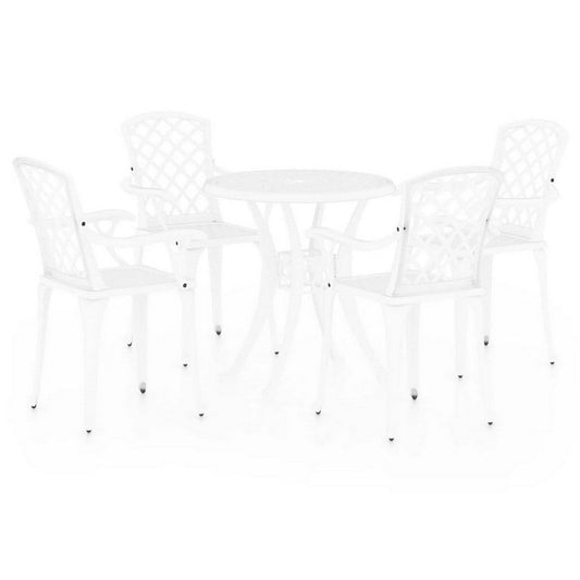 Kasa Outdoor 5pc Bistro Breakfast Set, 4 Chairs, 1 Table, White Metal