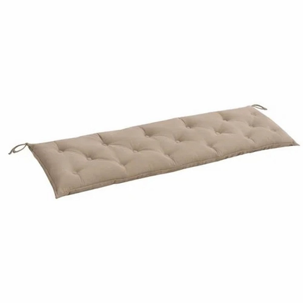 Claire Outdoor Cushion for Bench, Button Tufted Taupe Fabric, 59"