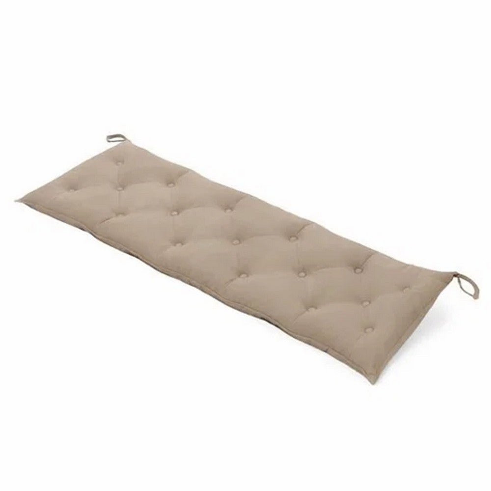 Claire Outdoor Cushion for Bench, Button Tufted Taupe Fabric, 59"