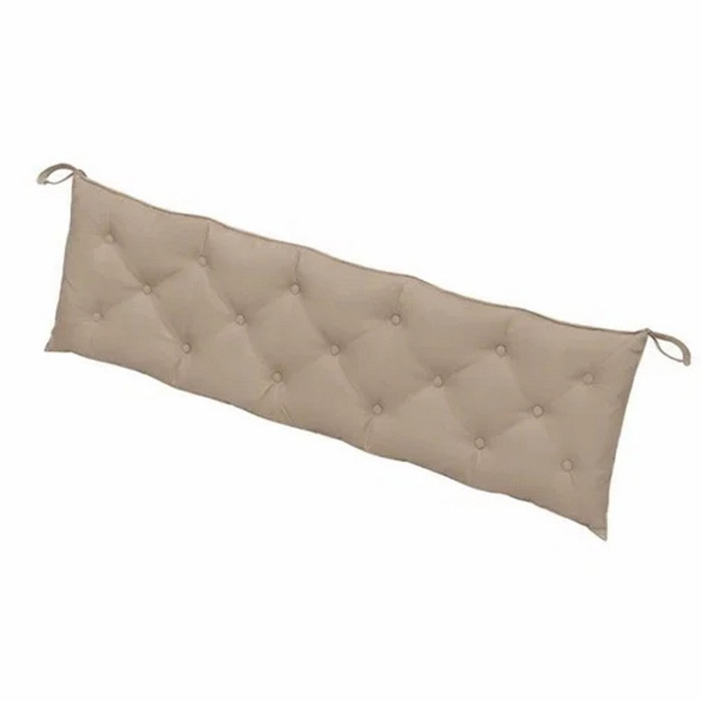 Claire Outdoor Cushion for Bench, Button Tufted Taupe Fabric, 59"