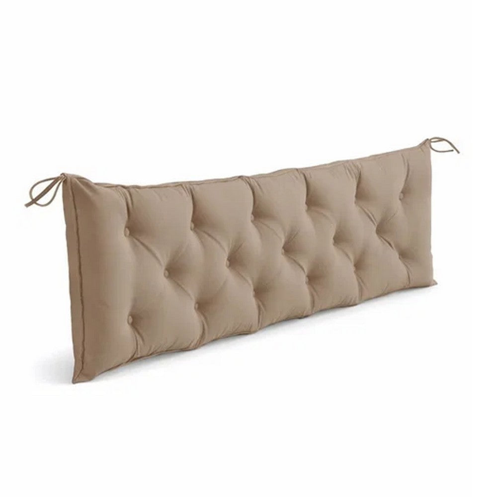 Claire Outdoor Cushion for Bench, Button Tufted Taupe Fabric, 59"