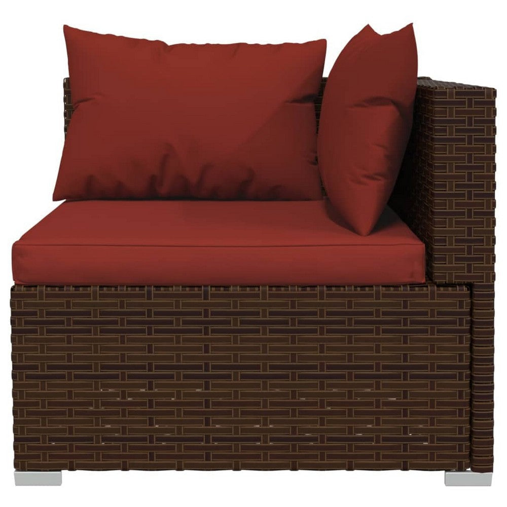 Faye 3pc Outdoor Modular Sofa Set Brown Rattan Powder Coated Steel BM326392