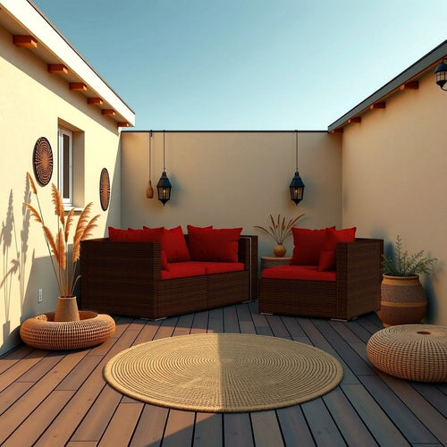 Faye 3pc Outdoor Modular Sofa Set, Brown Rattan, Powder Coated Steel