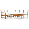 Roma 6pc Outdoor Modular Sofa and Table Set White Fabric Brown Wood BM326393
