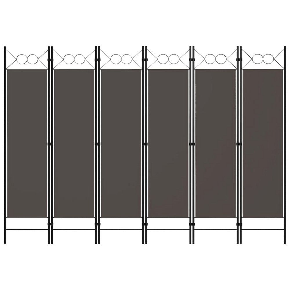 Dina 6 Panel Folding Room Divider Screen, Dark Gray, Black, 95" Tall