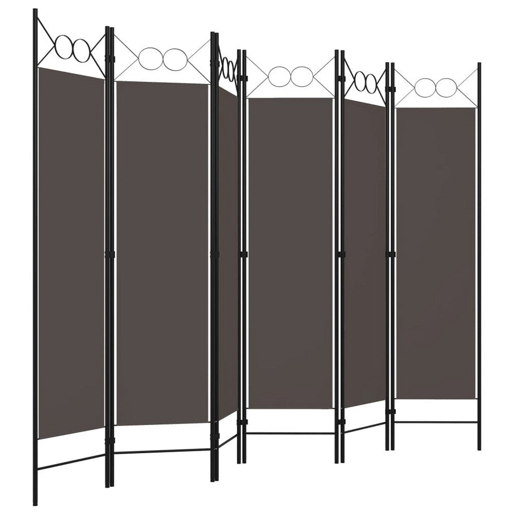 Dina 6 Panel Folding Room Divider Screen Dark Gray Black 95’’ Tall BM326394