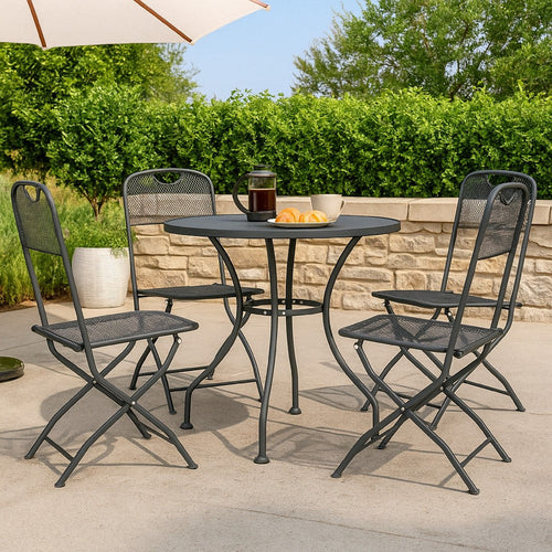 Yoko 5pc Outdoor Breakfast Dining Set, 4 Chairs, 1 Table, Dark Gray