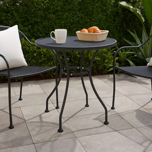 Yoko Outdoor Breakfast Table, Dark Gray Mesh Iron, Round 32" Top