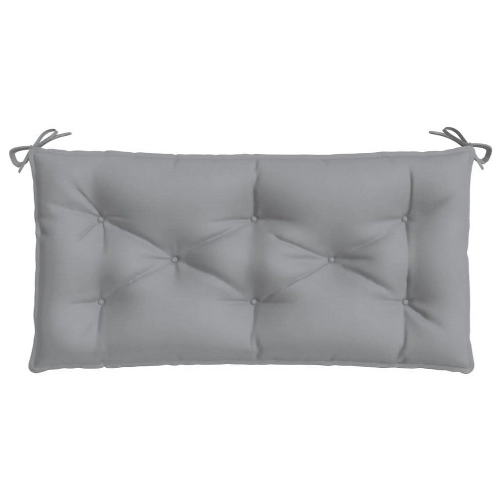 Claire Outdoor Cushion for Bench, Button Tufted Gray Fabric, 59 Inch