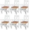 Lipa Dining Side Set of 6, X Back Design, White, Brown Pine Wood